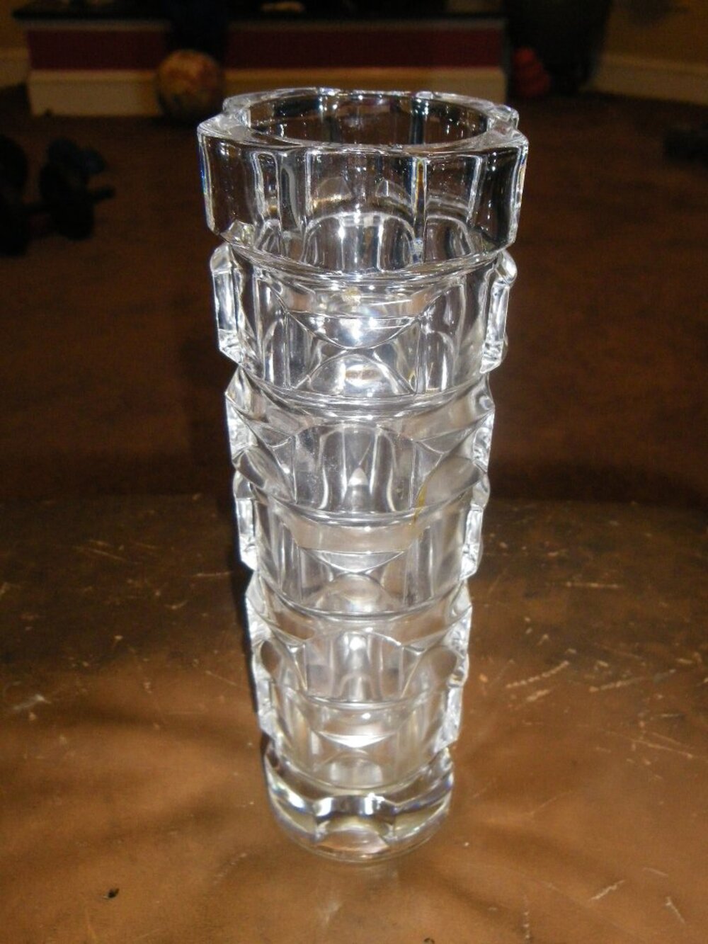 Vintage Tall Slender Thick Crystal Vase